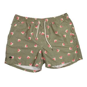 OAS Watermelon Swim Trunks Mens XXL Green Chevron 5in Inseam Fast Dry Beach Pool